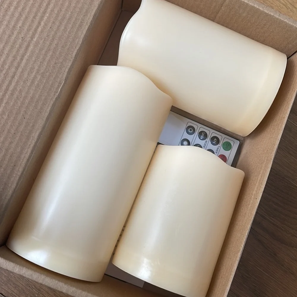 Set of three frameless battery operated candles | remote control | NEW